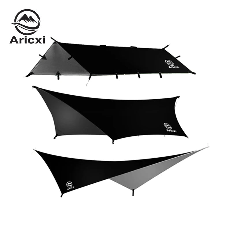 Aricxi tarp 210t polyester Ultralight Tarp Outdoor Camping black silver coating Anti-ultraviolet square hexagon sun shelter tarp