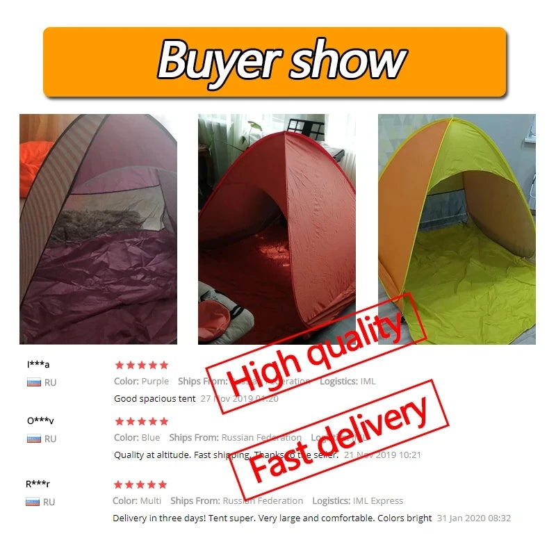 Hot Sale Quick Automatic Beach Tent Outdoor Beach Shade Sun Shelter Tent UPF50+ Portable Beach Canopy For Camping Fishing