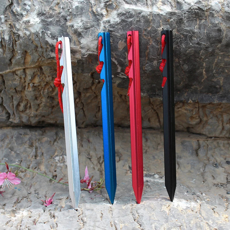 10pcs/set 18cm Tent Pegs Stakes Nails Aluminium Alloy Tri-Beam Adjustable 3 -Latch Points For Camping Hiking Backpackping