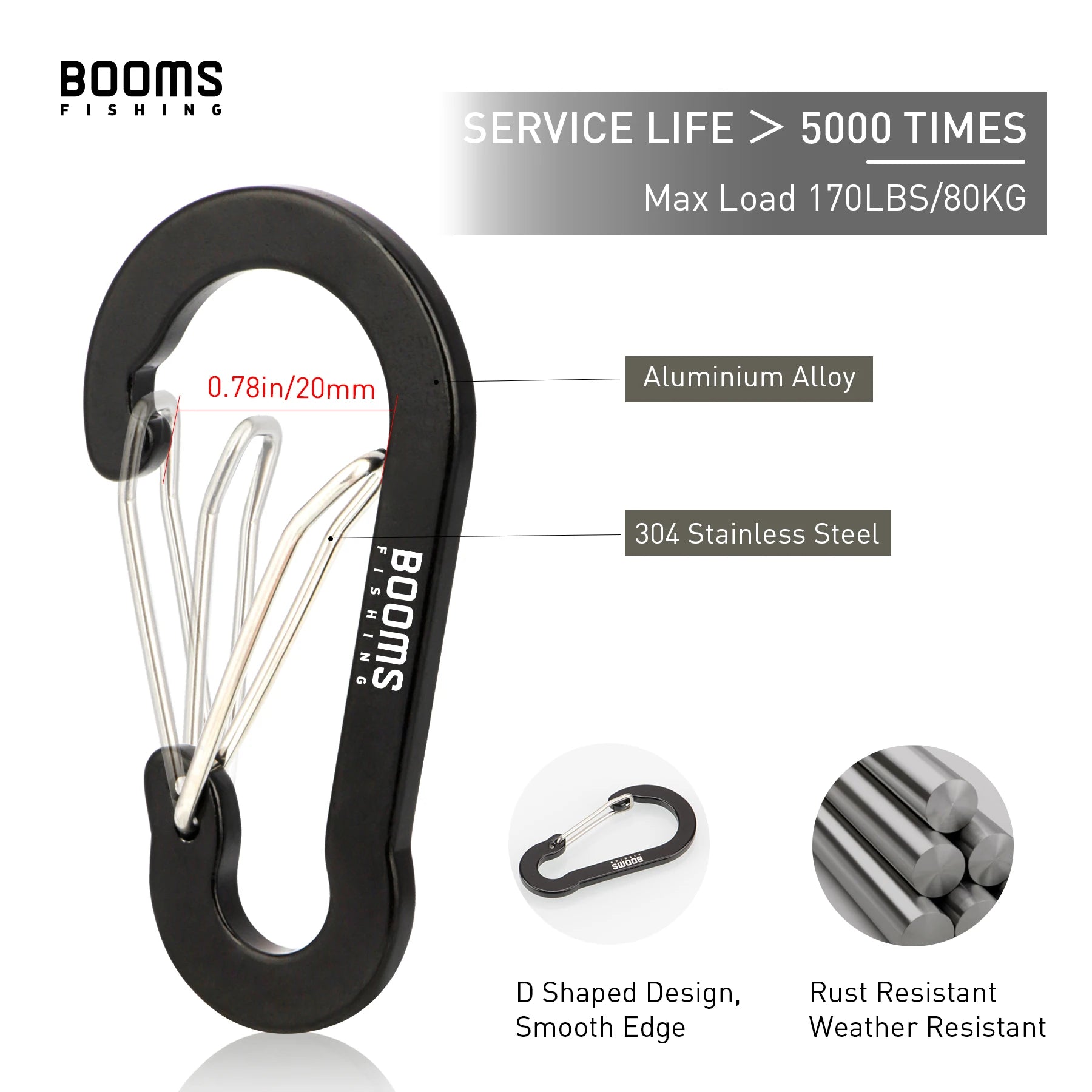 Booms Fishing CC5 10Pcs D-ring Aluminum Aalloy Carabiner Clip Large Outdoors Travel Hook Buckle Karabiner Camp Climb Equipmen