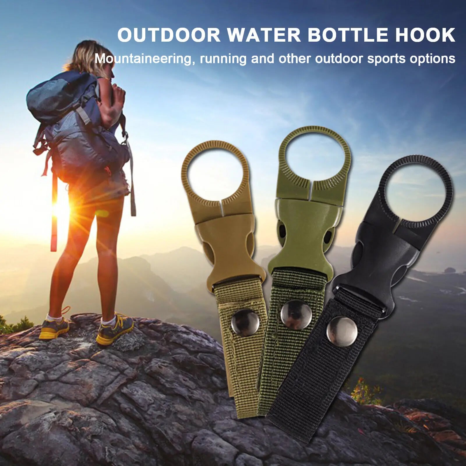 Webbing Backpack Buckle Carabiners Attach Quickdraw Water Bottle Hanger Holder Outdoor Camping Hiking Climbing Accessories