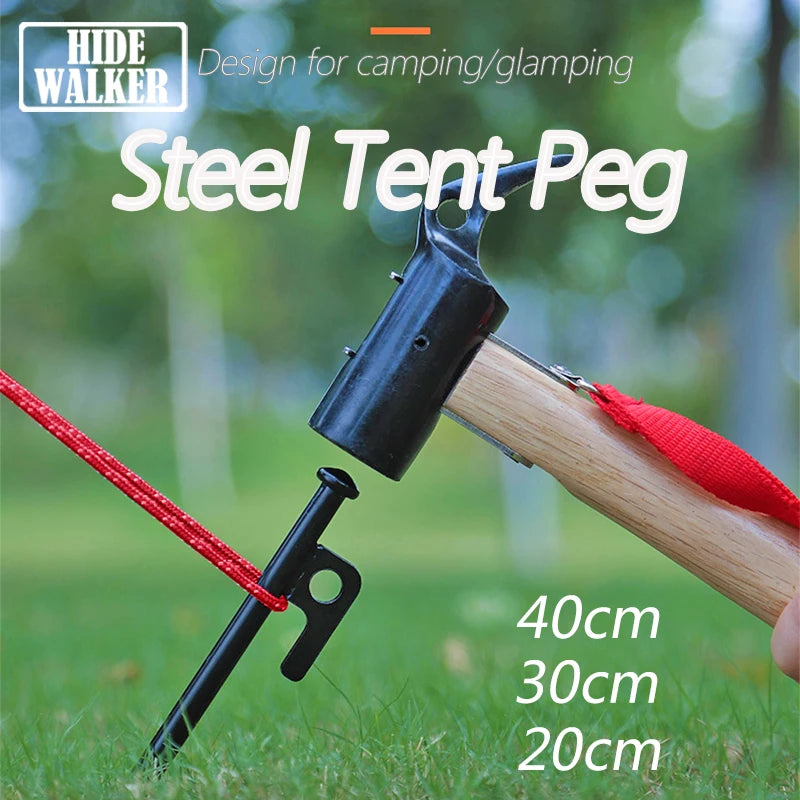 40cm Steel Tent Peg 30cm Metallic Ground Nail 20cm Iron Tent Stakes Outdoor Camping Canopy Sunshade Flysheet Tarp Accessories