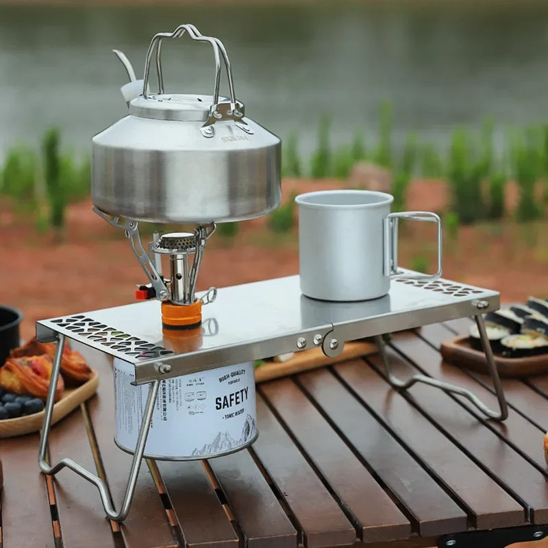 304 Stainless Steel Kettle High Temperature Resistant Collapsible Handle Teapot Outdoor Camping Equipment Picnic Supplies