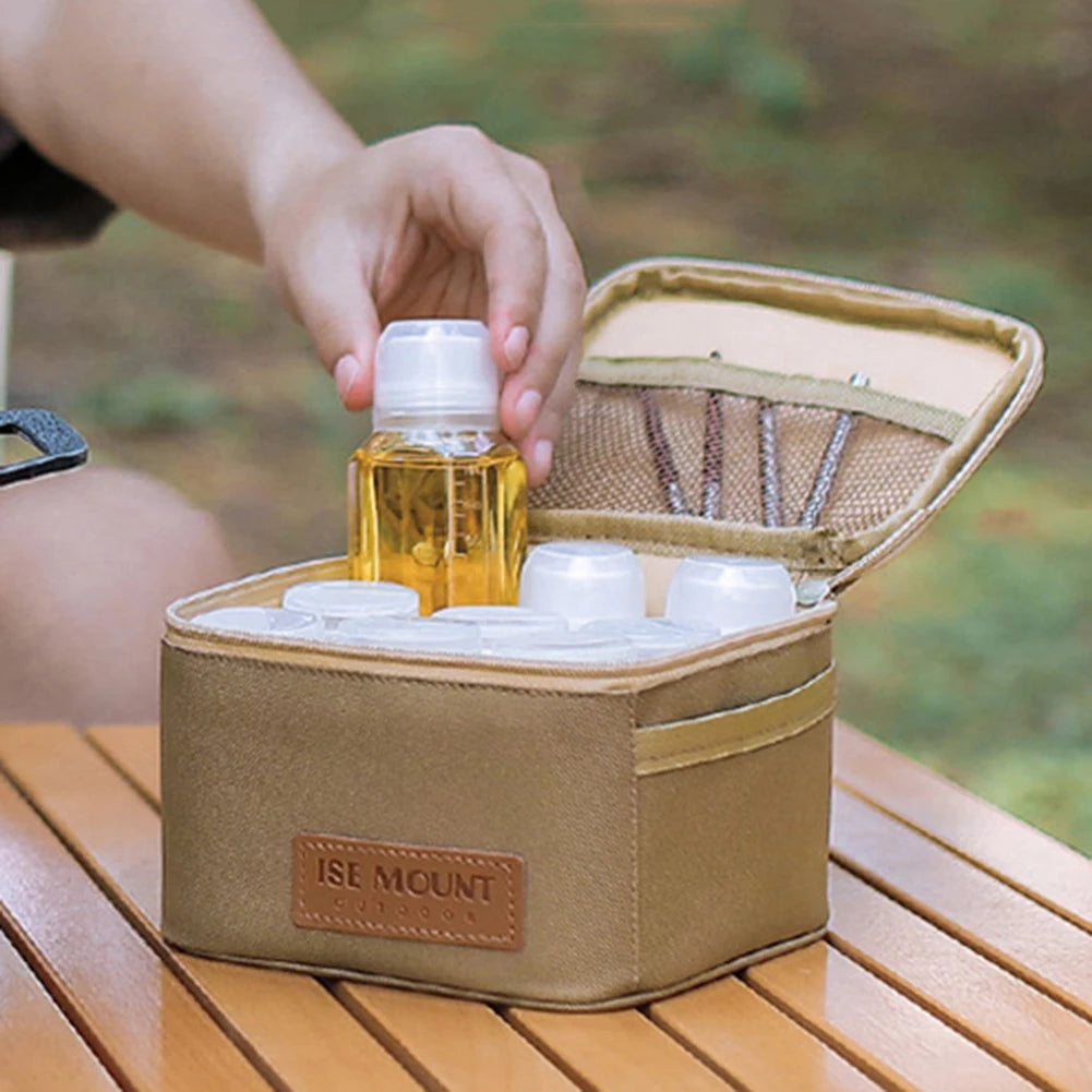 Seasoning Bottle Set Storage Bag Large Capacity Camping Seasoning Dispenser Set Condiment Jars Organizer for Picnic Camping BBQ