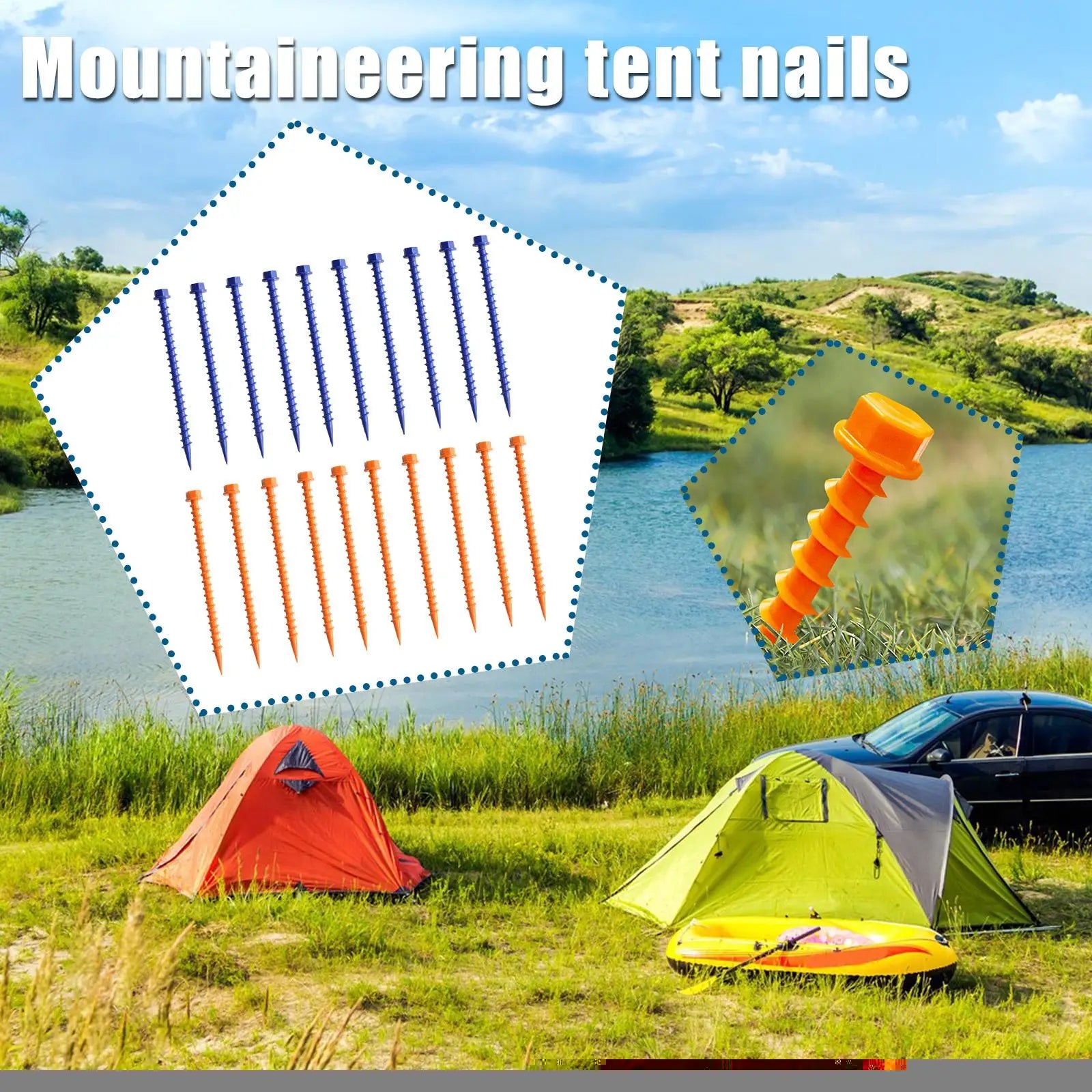 10PCS Plastic Tent Hook Stakes Camping Tents Accessories Ground Support Nails Peg Screw Shelter Tent Stakes Pegs