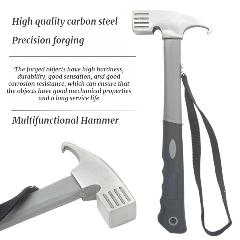 Outdoor multifunctional ground peg hammer camping tent canopy hammer high carbon steel hammer hiking accessories