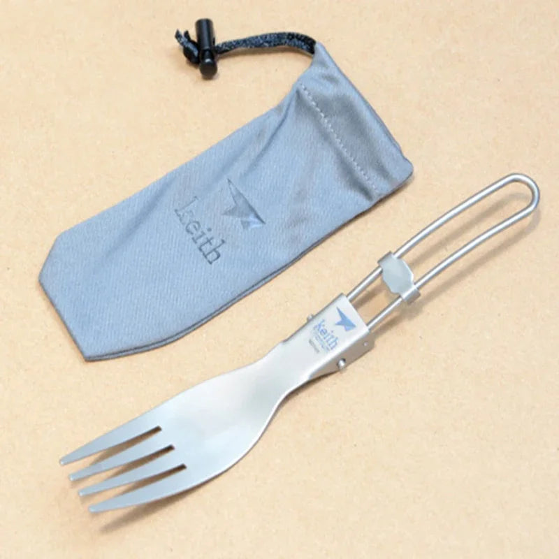 Keith Hot Sale Folding Titanium Fork Camping Cookware Tourist Dishes Corrosion Resistance Healthy,Non-toxic High Strength KT303